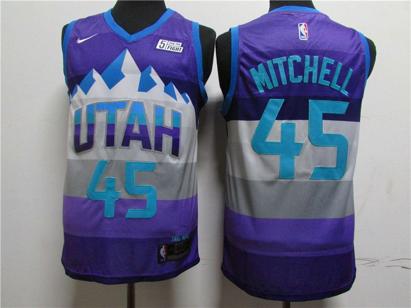 Men Utah Jazz 45 Mitchell Purple Game Nike NBA Jerseys